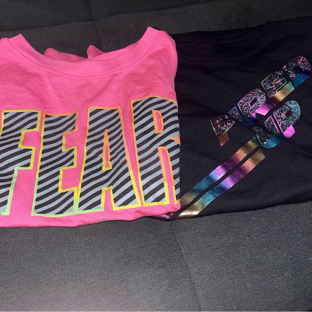 2 girl 7/8 Pink Fearless, and Black Fired Up Graphic T-Shirt
